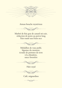 Madgic the Secret Dinner Menu