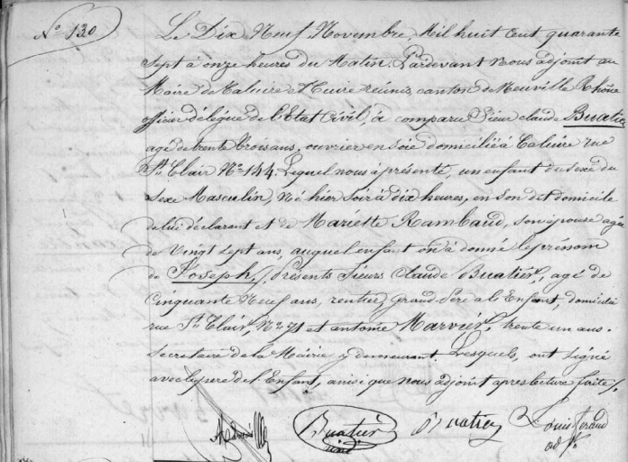 Acte de naissance de Bualtier de KOLTA