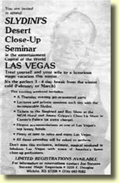 Invitation originale pour le 1er “ Slydini’s Desert Seminar ” en Mars 1978.