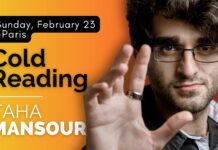 Taha MANSOUR’s Cold Reading Masterclass – February 23 @Paris Cold Reading Sunday, February 23 @Paris